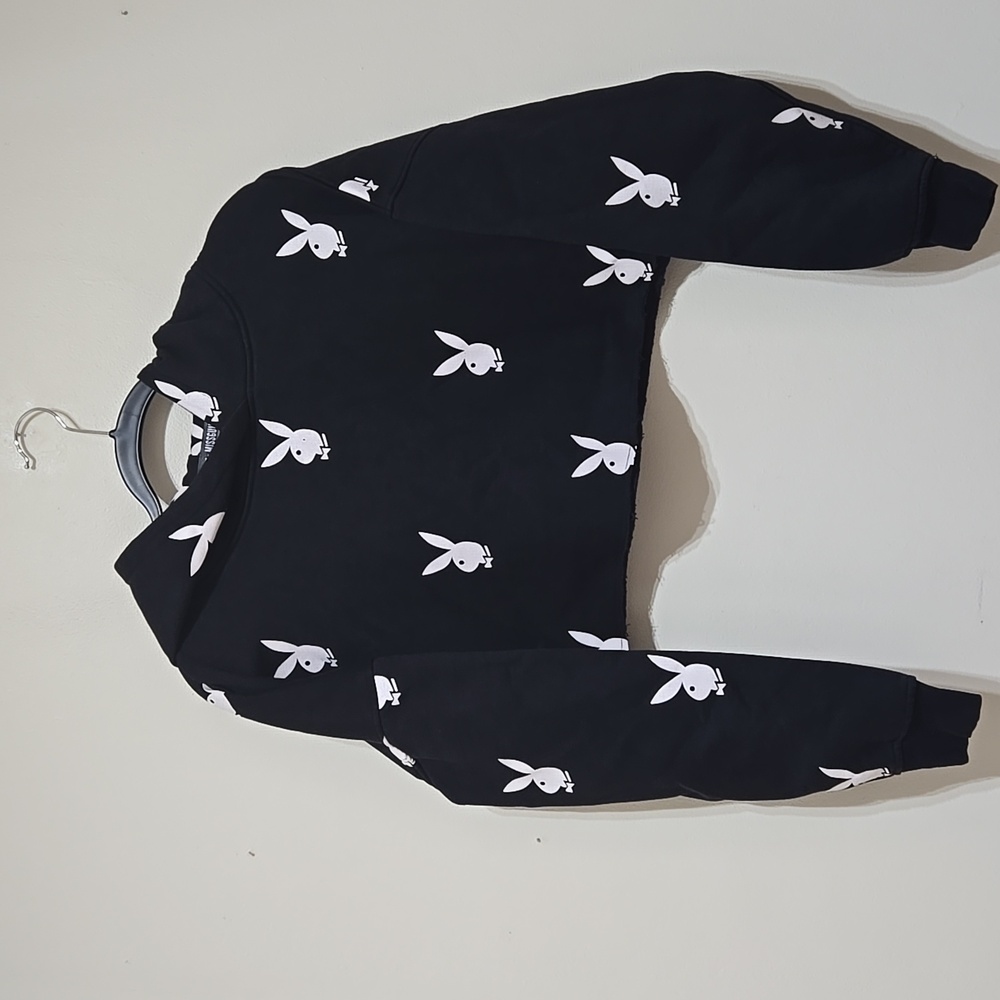 Playboy X Missguided Oversized Long Sleeve Crop Hoodie